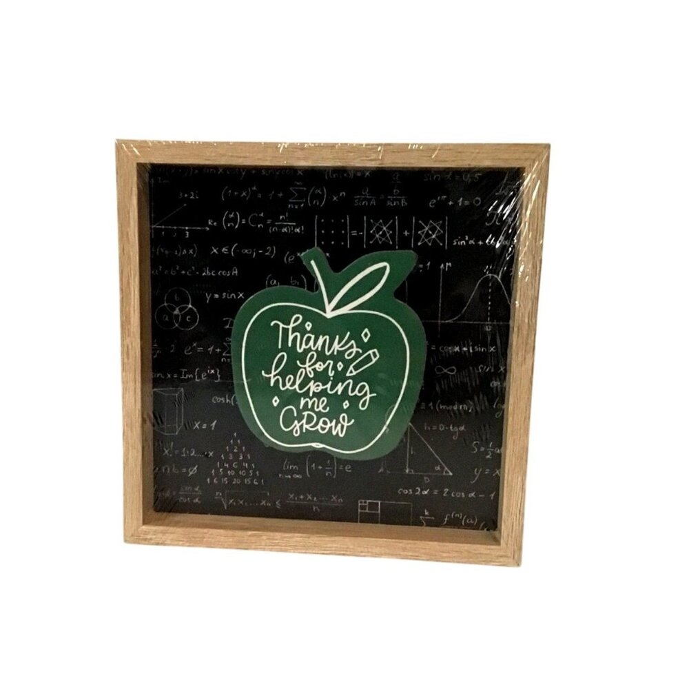 Teacher Appreciation Wooden Shadow Box Frame With Apple Design & Math Equations